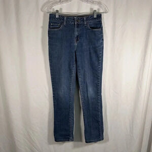 LL Bean Jeans Women's 4 Medium Wash Denim Classic Fit Cotton Blend Button Zip